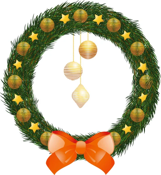 Decorated Christmas wreath — Stock Vector