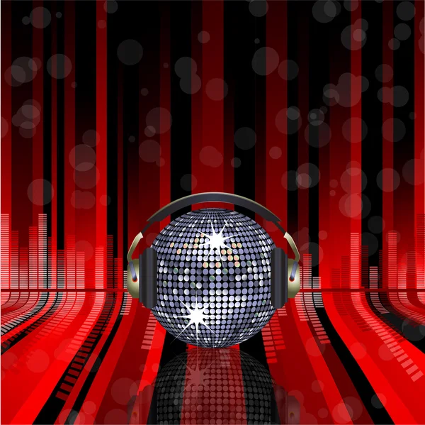 Disco ball on red background — Stock Vector