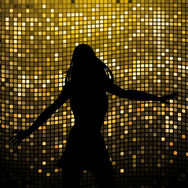 Weibliche Silhouette Tänzerin auf Mosaik-Hintergrund — Stockvektor