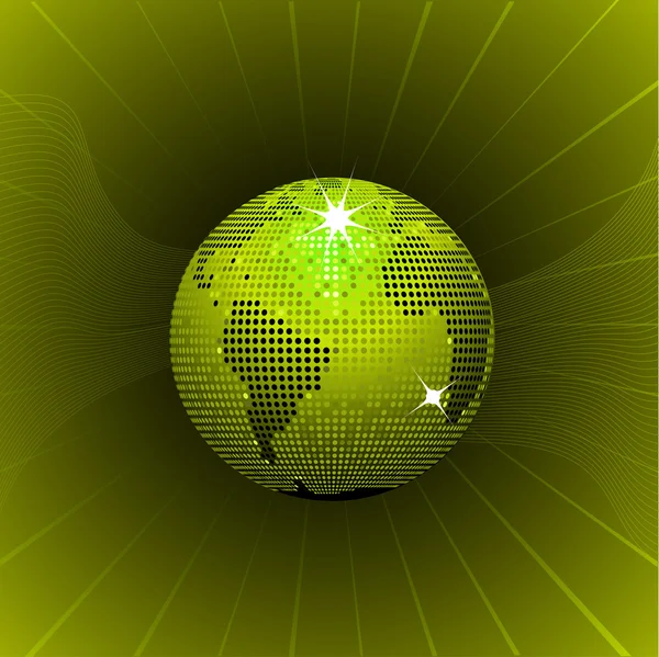 Mondo mosaico verde globo — Vettoriale Stock