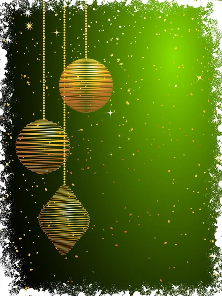 Зеленые и золотые рождественские безделушки — стоковый вектор