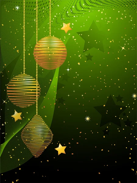 Green and gold Christmas bauble background — Stock Vector