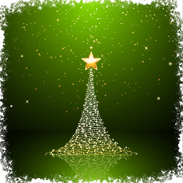 Verde e ouro árvore de Natal fundo — Vetor de Stock