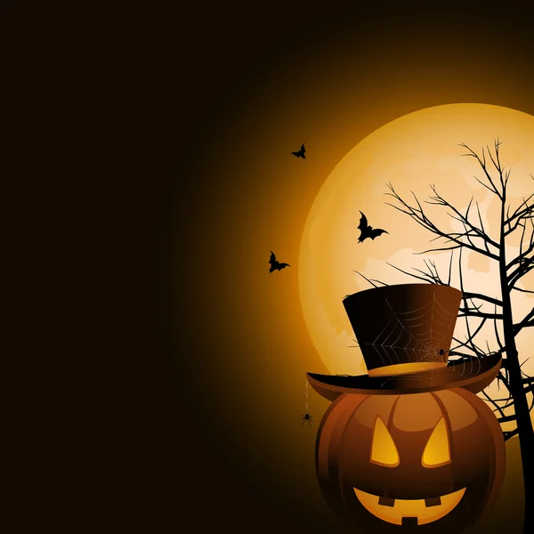 Halloween pumpkin and top hat — Stock Vector