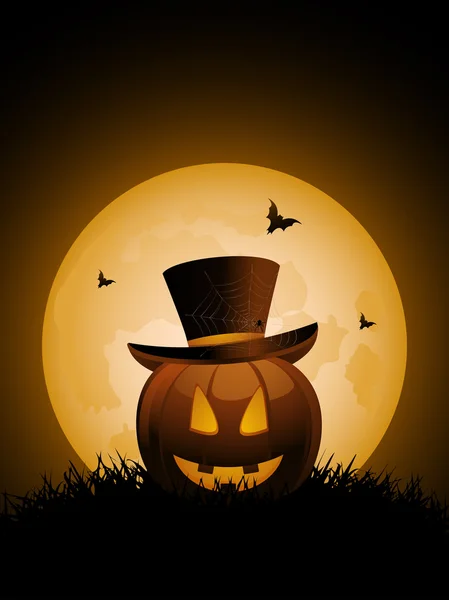 Halloween pumpkin and full moon — Stock Vector