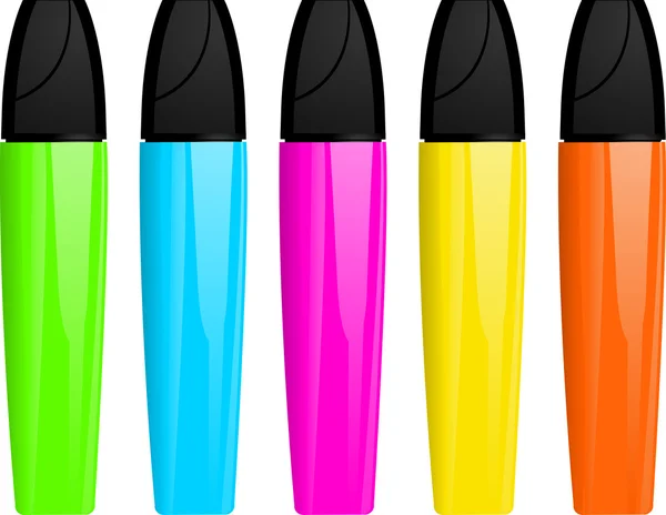 stock vector Highligher pens and lids
