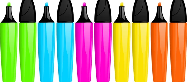 Highlighter pens and lids — Stok Vektör