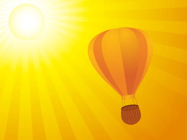 Balão de ar quente e pôr do sol — Vetor de Stock