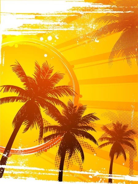 Puesta de sol tropical caliente — Archivo Imágenes Vectoriales