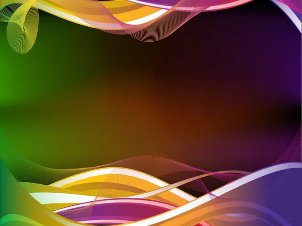 Neon golven en swirls — Stockvector