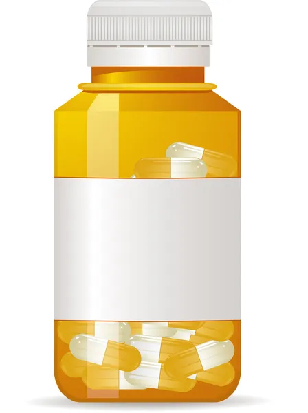 Pilule bouteille avec des pilules — Image vectorielle