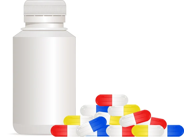 Pillole e bottiglia — Vettoriale Stock