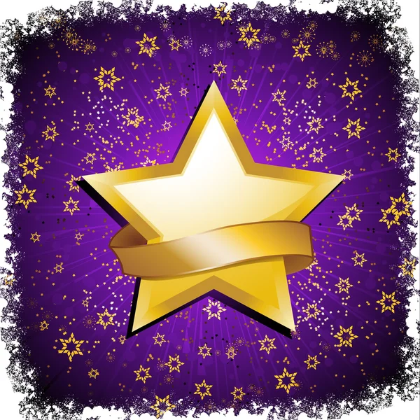 Estrella de celebración púrpura y dorada — Vector de stock