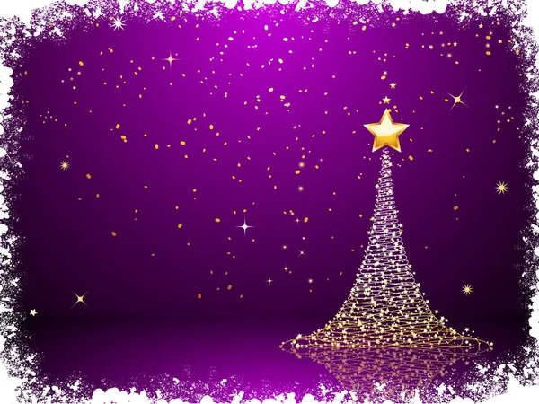 Purple and gold Christmas tree background — Stock Vector