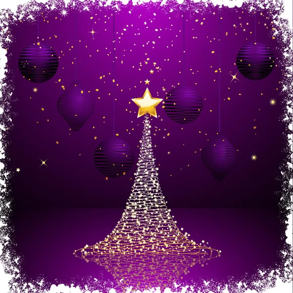 紫とゴールドのクリスマス ツリー background2 — ストックベクタ