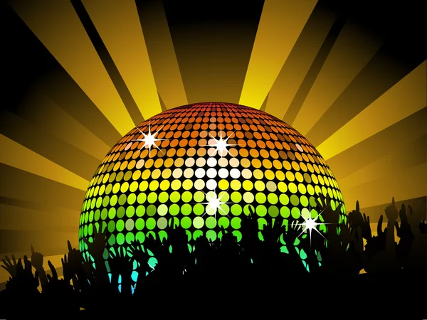 Disko topu ve kalabalık — Stok Vektör