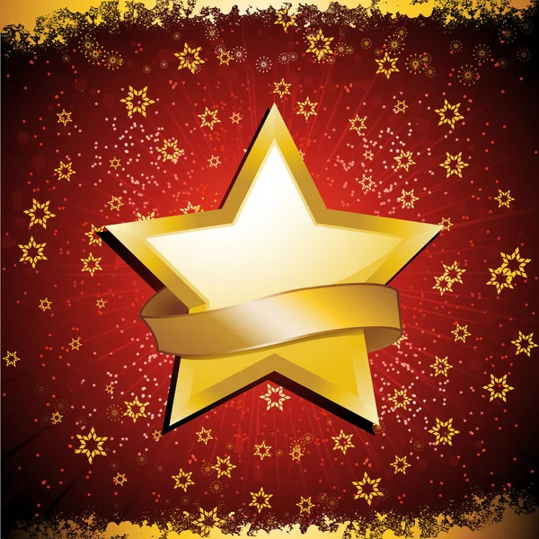 Rode en gouden viering ster — Stockvector