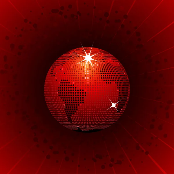 Red mosaic world globe — Stock Vector