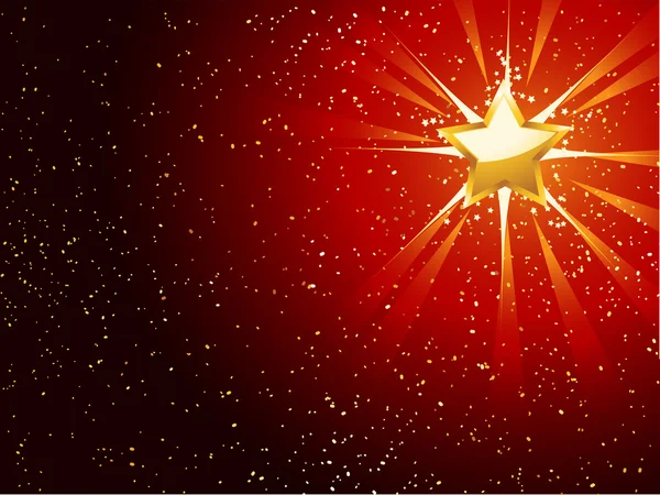 Altın Noel yıldızı parlayan — Stok Vektör