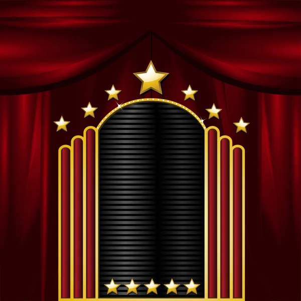 Signo de teatro y cortinas — Vector de stock