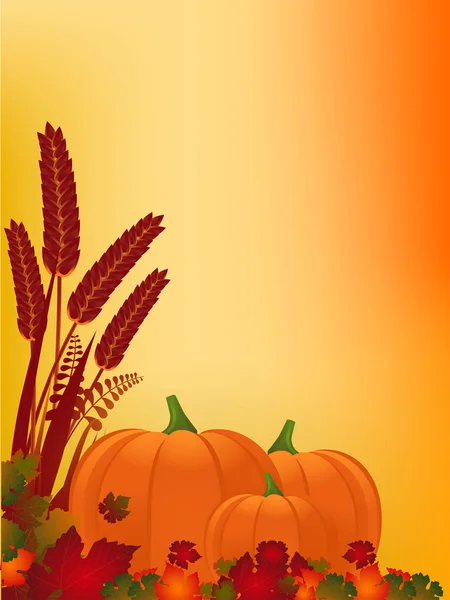Citrouille et feuilles d'automne — Image vectorielle