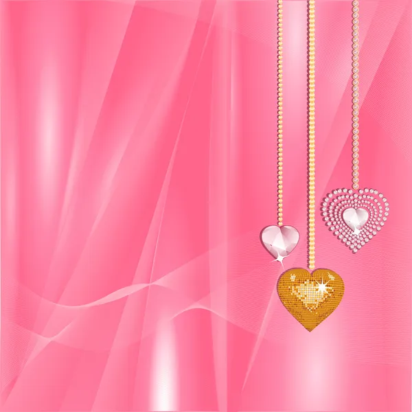 Valentine gold and diamond hearts — Stock Vector