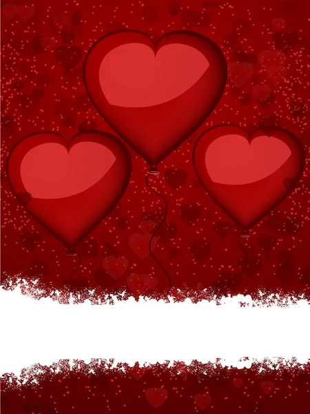 Ballons et bannière en forme de coeur Saint-Valentin — Image vectorielle