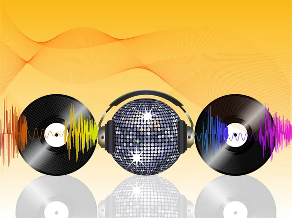 Vinyl en disco bal — Stockvector