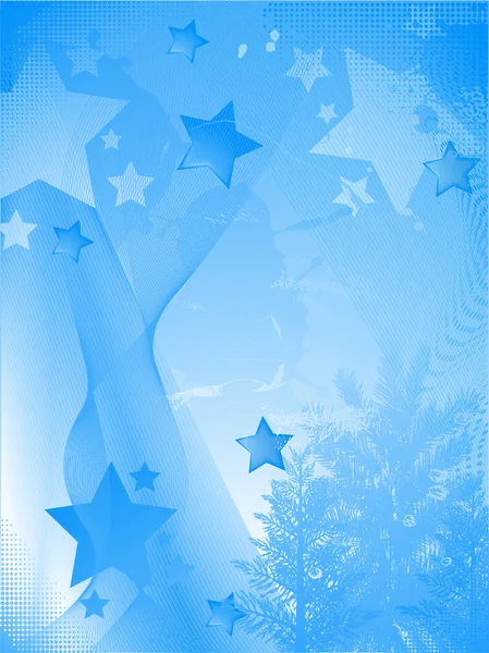 Χειμώνα χριστουγεννιάτικα δέντρα και τα αστέρια — Διανυσματικό Αρχείο
