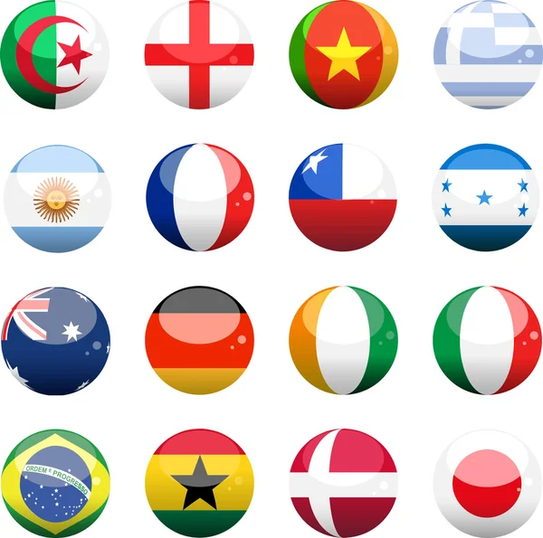 Wereld beker natie vlag bollen — Stockvector