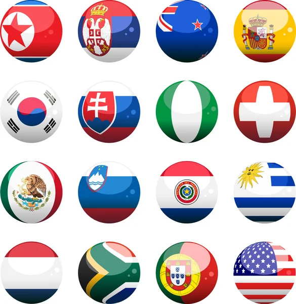 Set di sfere 3D con bandiere — Vettoriale Stock