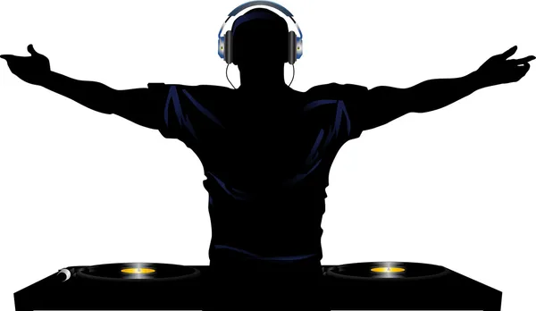 DJ e decks de gravação —  Vetores de Stock