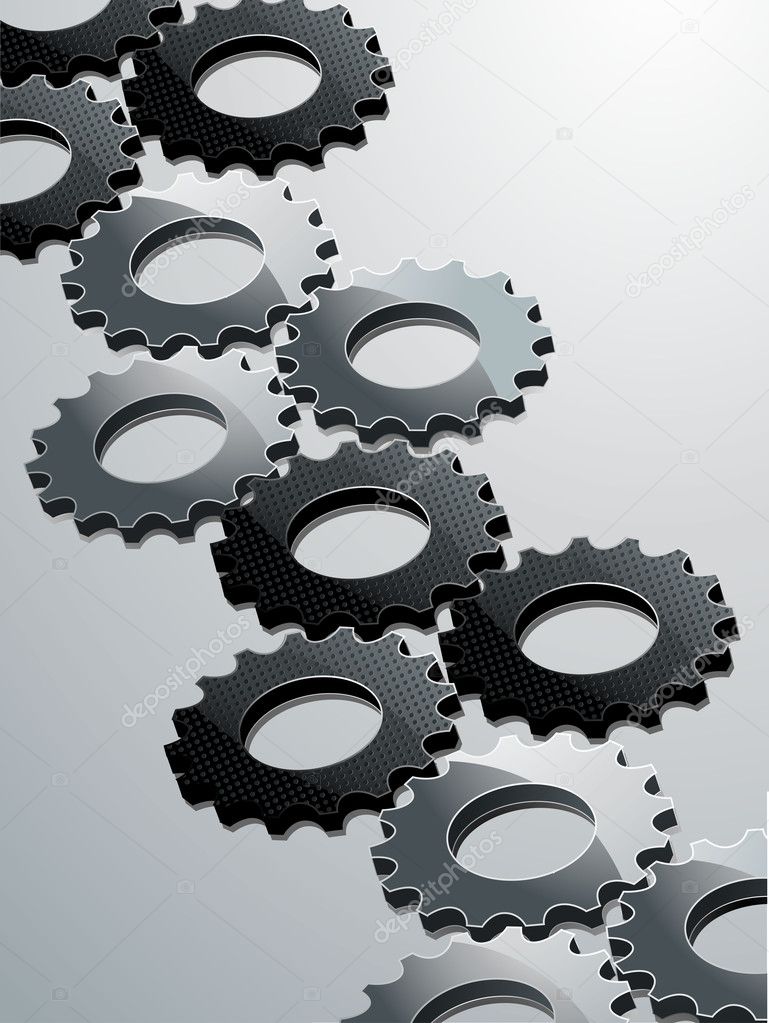 3D Black and silver cogs