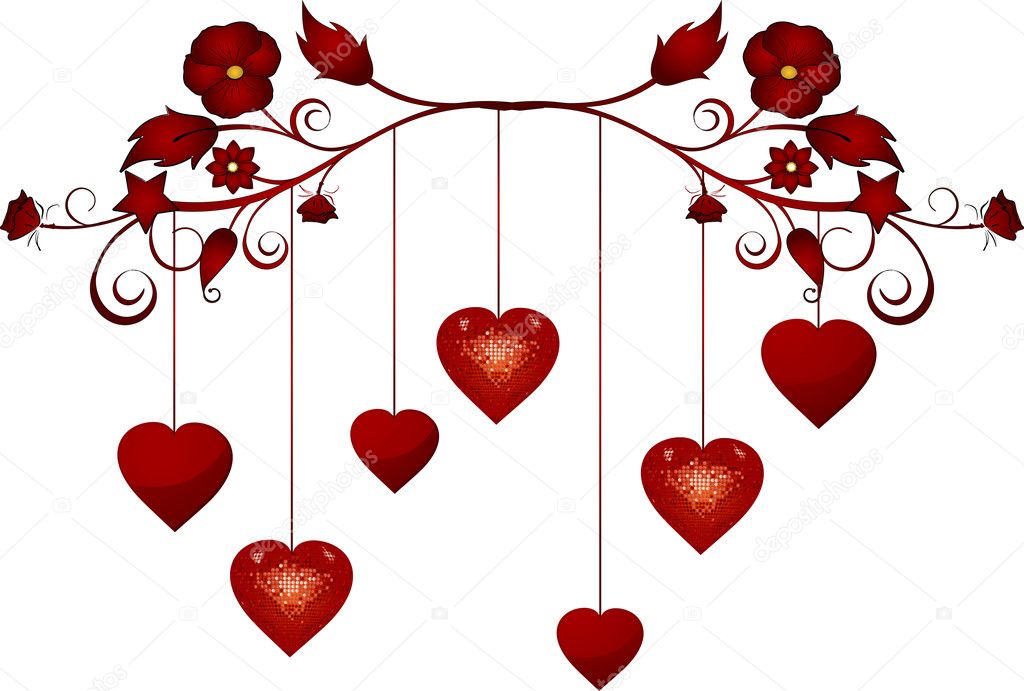 Dangling valentine hearts