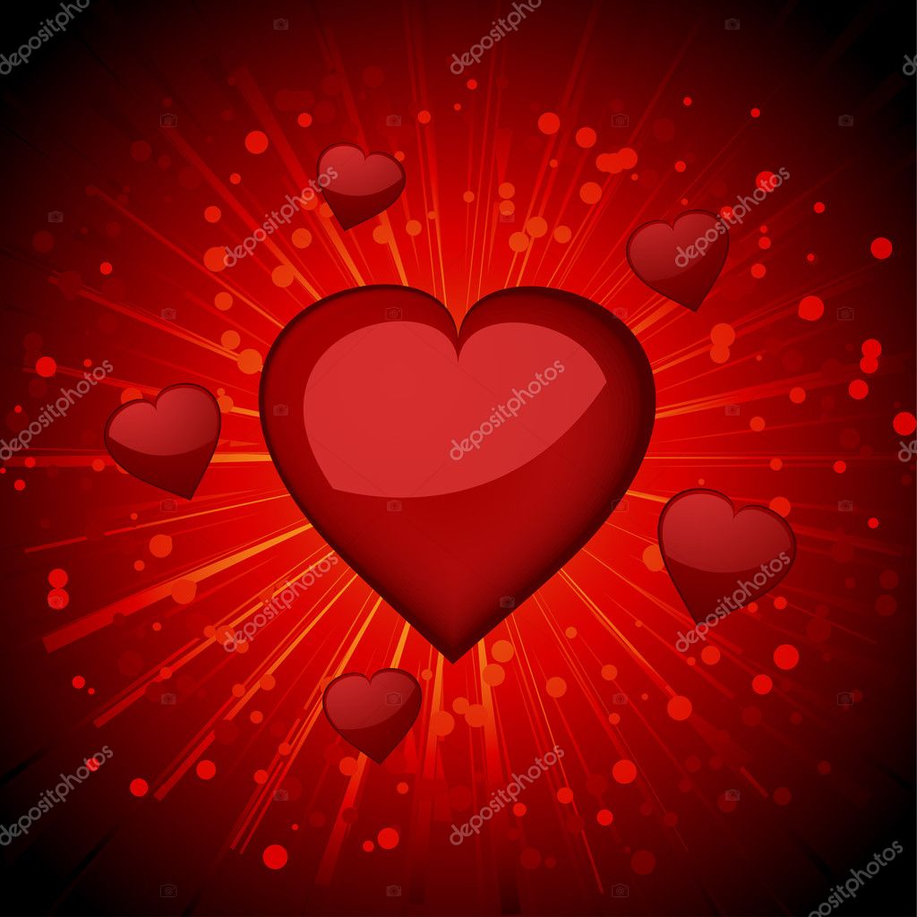 Glossy hearts starburst background — Stock Vector © elaineitalia #7926560