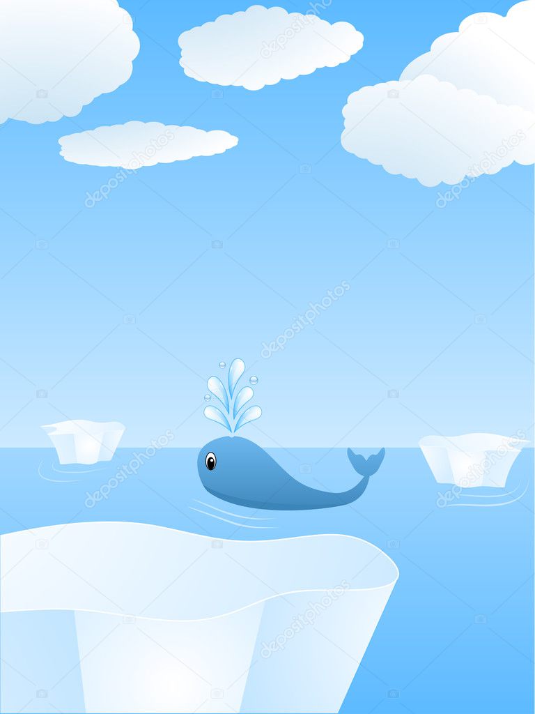 Icebergs and whale