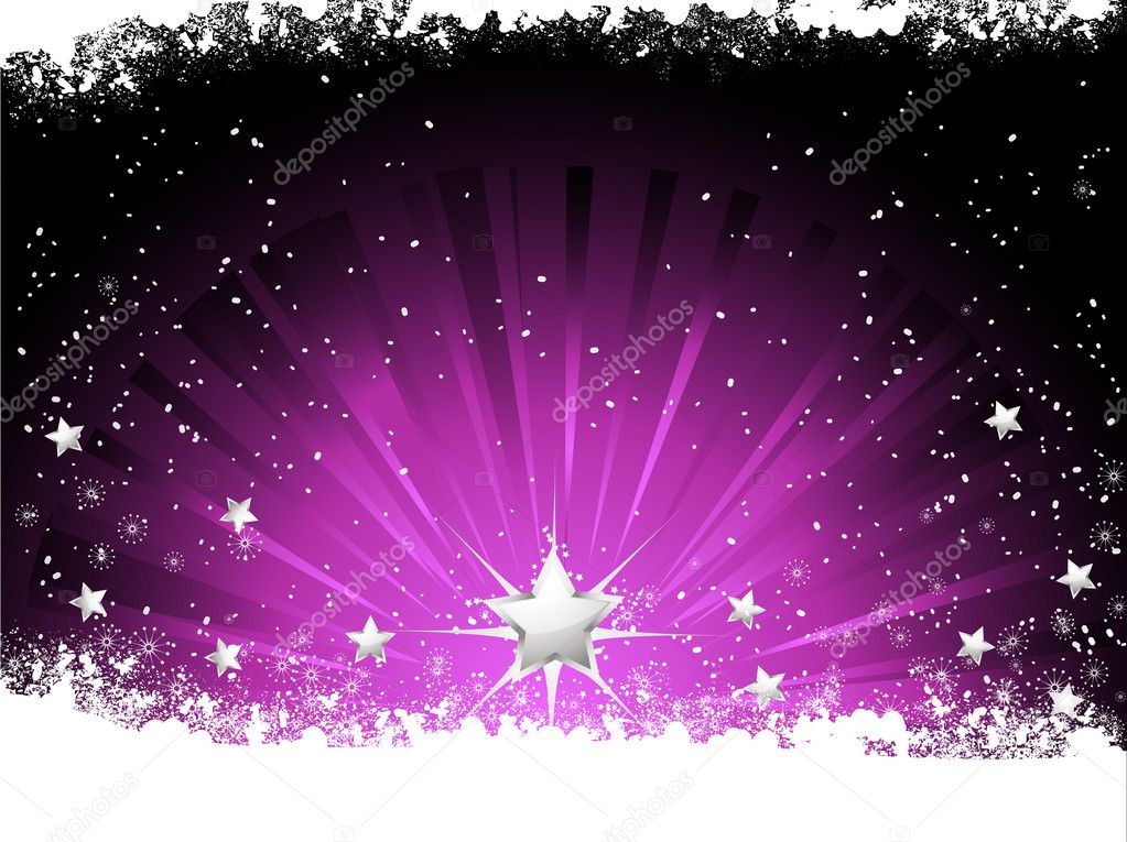 Purple Christmas stars and snowflakes