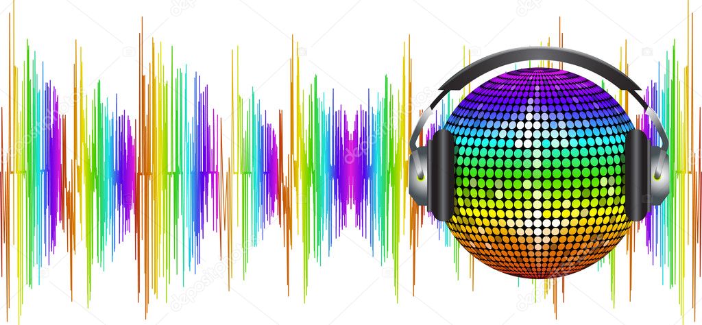 Spectrum sound waves and disco ball