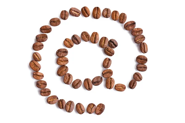 E-mail symbool gemaakt van koffie bonen — Stockfoto