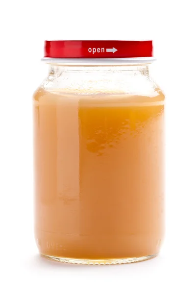 Glass jar of baby food — Stock Photo, Image