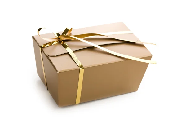 Gold verpackt Geschenk — Stockfoto