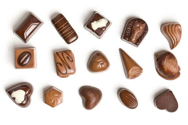 Различные шоколадные пралине — стоковое фото