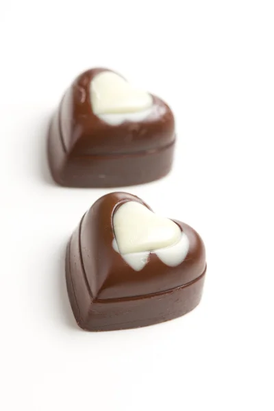 Twee Chocolade harten — Stockfoto