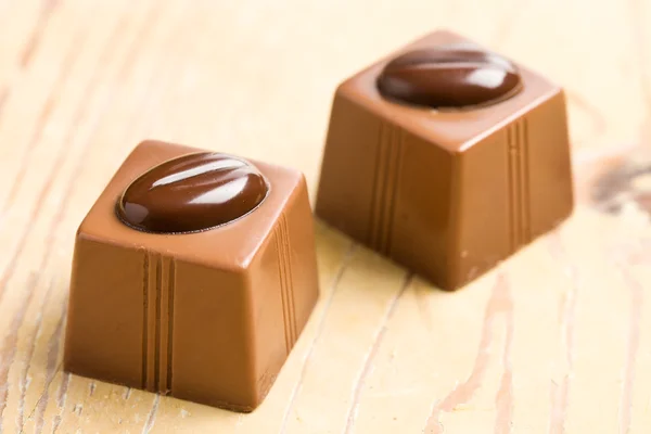 Two chocolate pralines — Stock Photo, Image