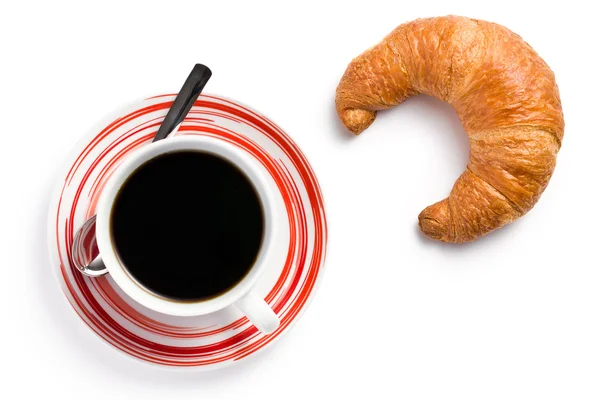Fresh croissant with coffee — Stock Photo, Image