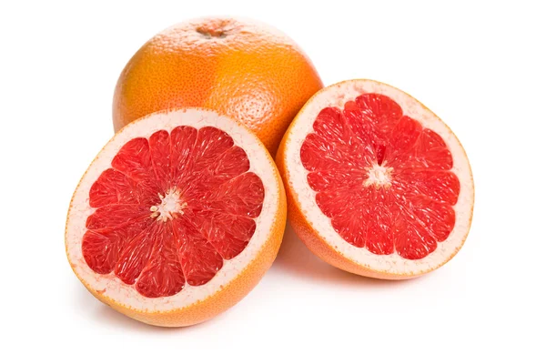 Szeletelt vörös grapefruit, fehér — Stock Fotó