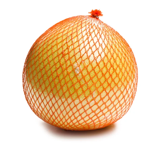 Pomelo-Frucht in Plastikstrichmuster gewickelt — Stockfoto