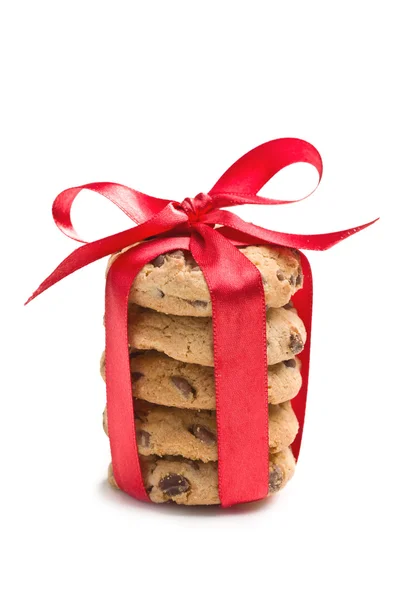 stock image Chocolate cookies with red ribbon