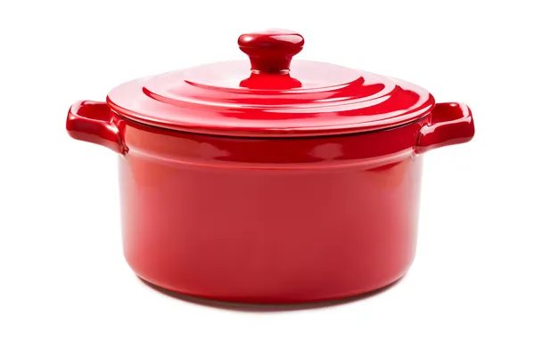 Red pot with cover — Stock Photo, Image