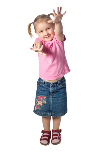 Girl waving — Stock Photo, Image